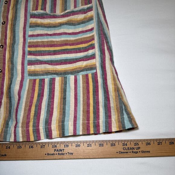 Lou & Grey for Loft XS Colorful Striped Short Sleeve Linen Blend Shirt Dress EUC - Picture 8 of 11